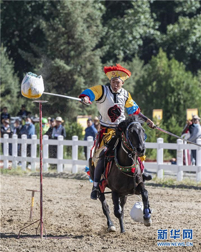 8月20日，拉萨雪顿节民族传统马术表演在拉萨市北郊赛马场进行。    图片来源：新华社记者 詹彦 摄