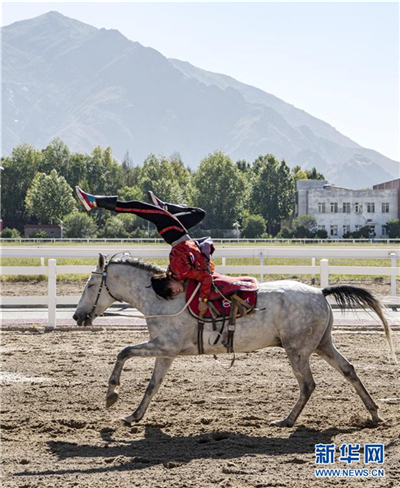 8月20日，拉萨雪顿节民族传统马术表演在拉萨市北郊赛马场进行。    图片来源：新华社记者 詹彦 摄