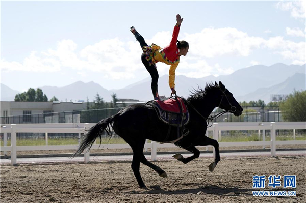 8月20日，拉萨雪顿节民族传统马术表演在拉萨市北郊赛马场进行。    图片来源：新华社记者 詹彦 摄